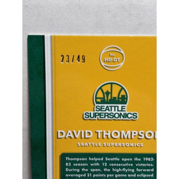 2017 Donruss Optic Hall Dominator  /49 David Thompson Auto Seattle Super Sonics - Picture 4 of 4